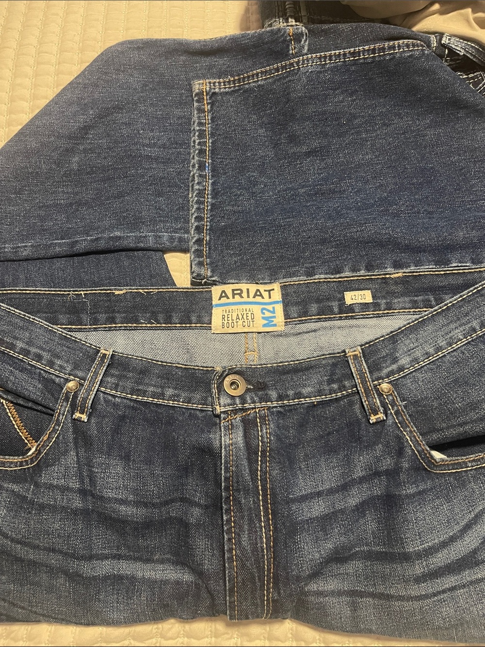 Ariat Dark Blue Bootcut Denim Jeans with Contrast Stitching